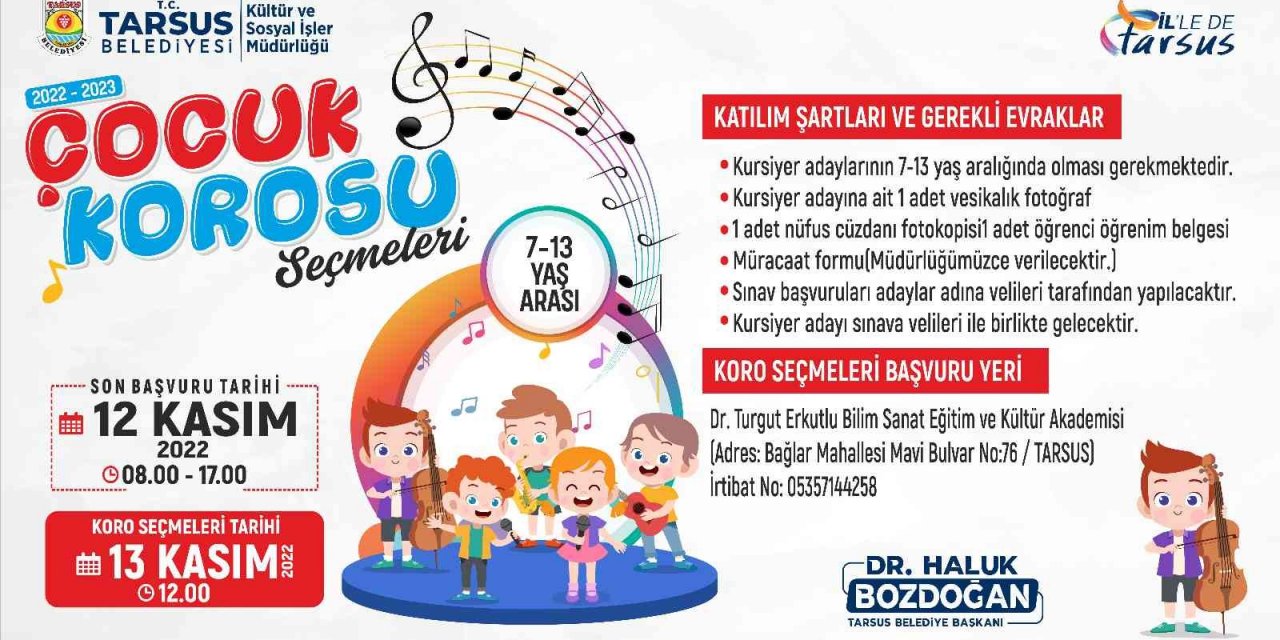 Tarsus Belediyesi çocuk korosu kuruyor