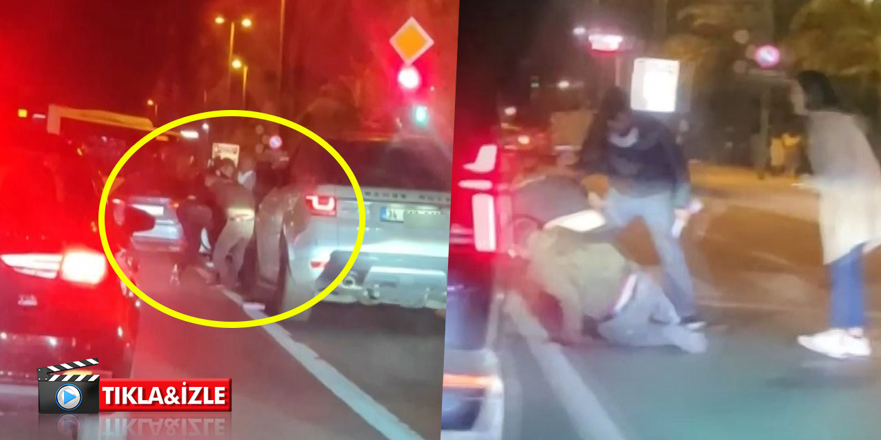 Sürücülerin yol ortasındaki yumruklu kavgası kameraya yansıdı