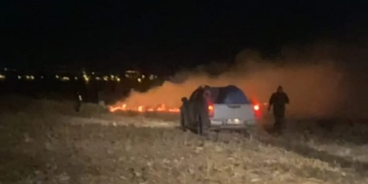 Anız yangını çıkaran kişiye para cezası kesildi