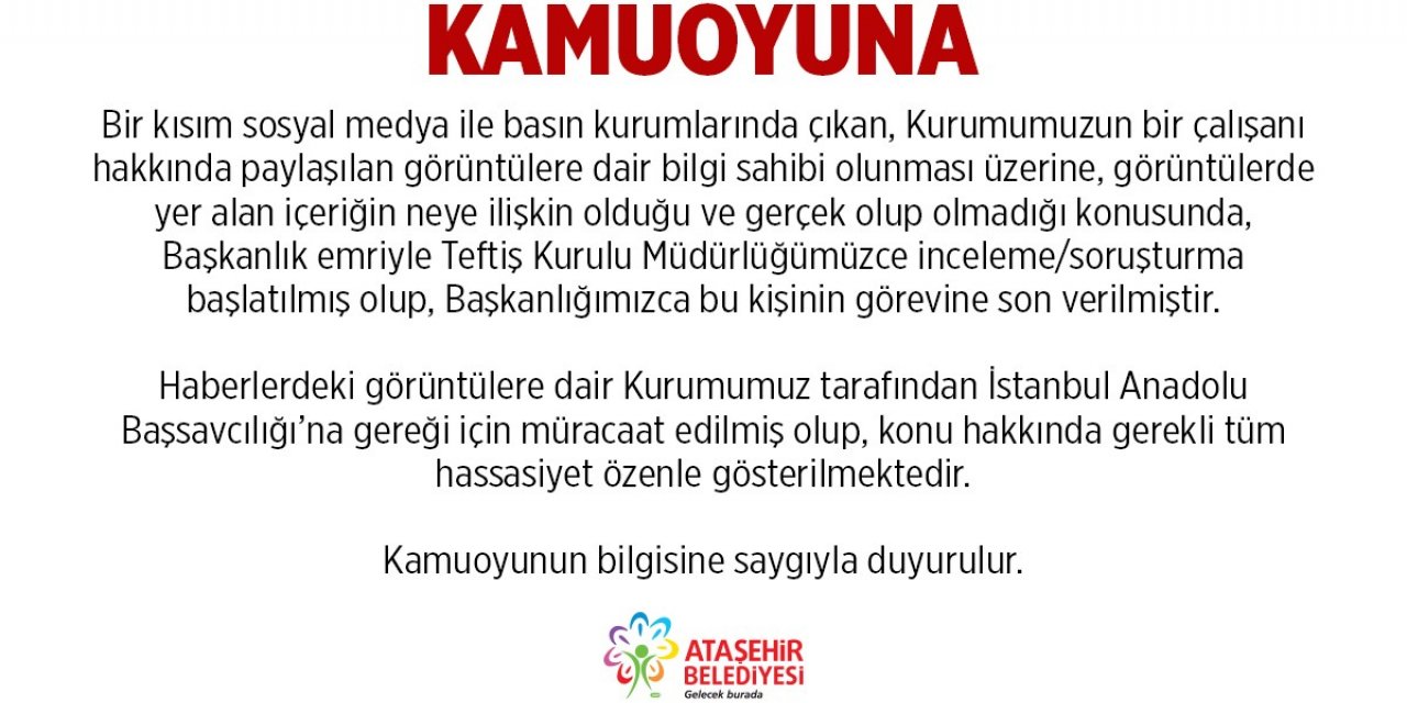 Ataşehir Belediyesinden rüşvet iddialarına ilişkin açıklama