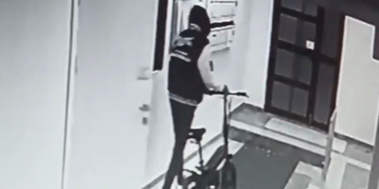 Elektrikli bisiklet hırsızı güvenlik kamerasına yakalandı