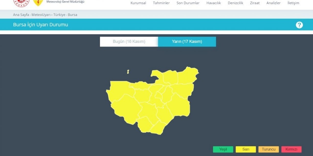 Meteoroloji’den Bursa için ’sarı’ uyarı