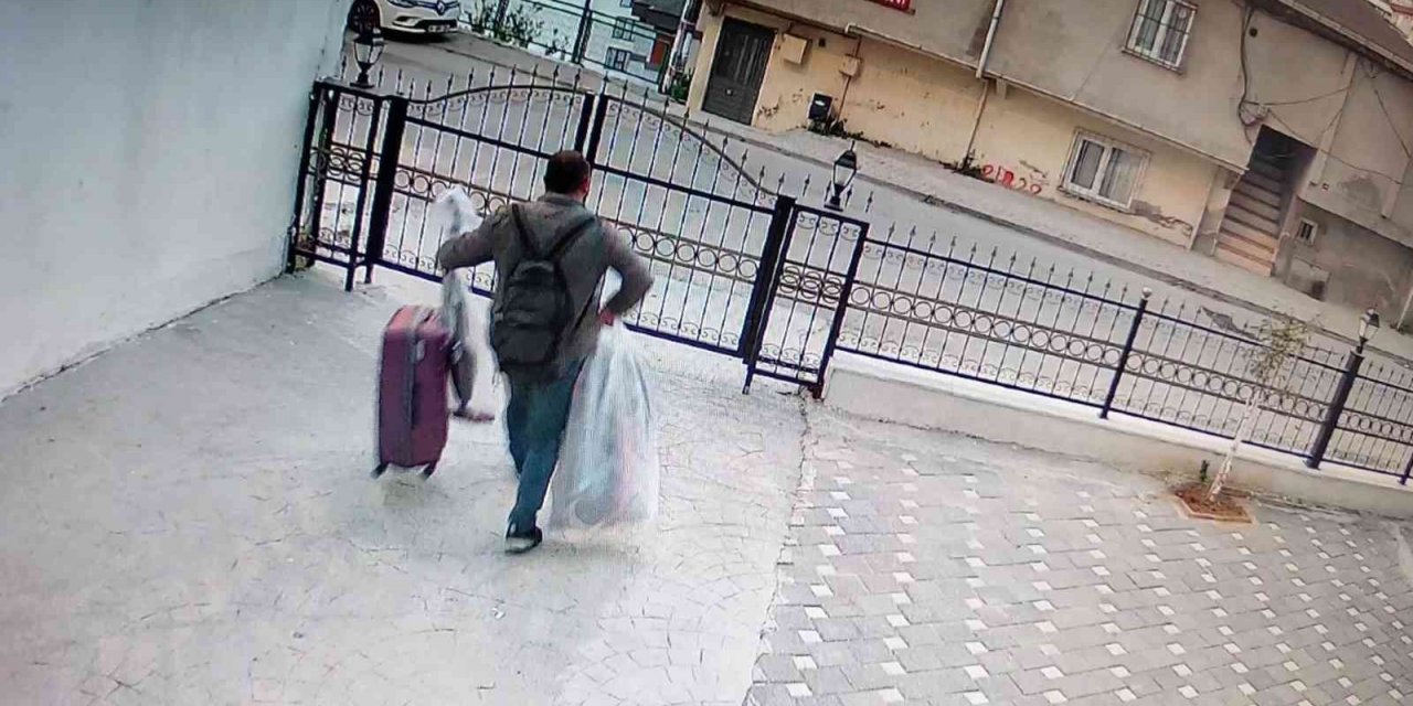 Eyüpsultan’da pişkin hırsız elleri boş girdiği binadan valizle çıktı