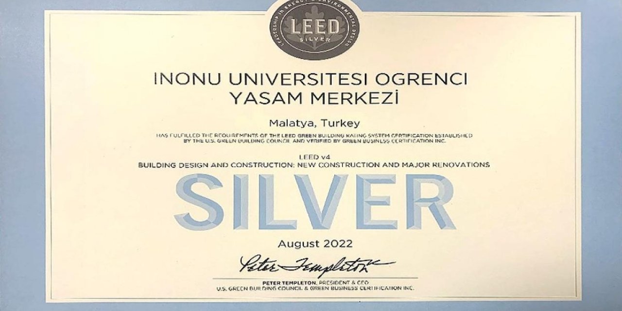 Yaşam Merkezi’ne Yeşil Bina Belgesi