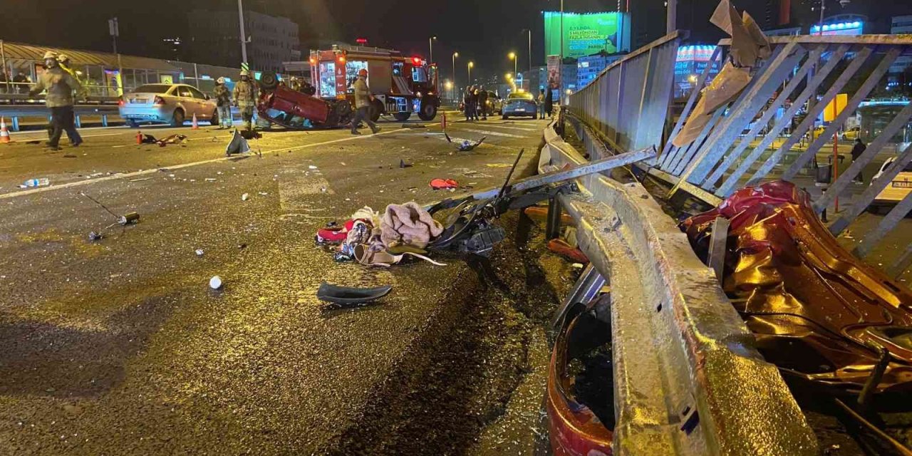 E-5 Kara Yolu’nda bariyere çarpan otomobil takla attı: 1 ağır yaralı