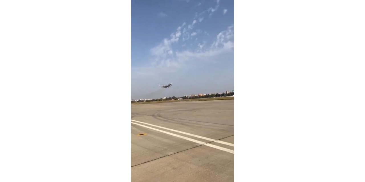 Uçak kuş sürüsüne çarpmamak için pisti pas geçti