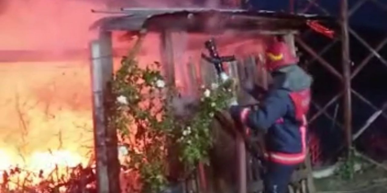 Baraj kenarındaki bağ evi alev alev yandı