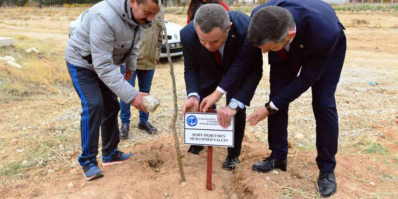 KMÜ’lü öğrenciler Karamanlı şehit öretmenler anısına fidan dikti