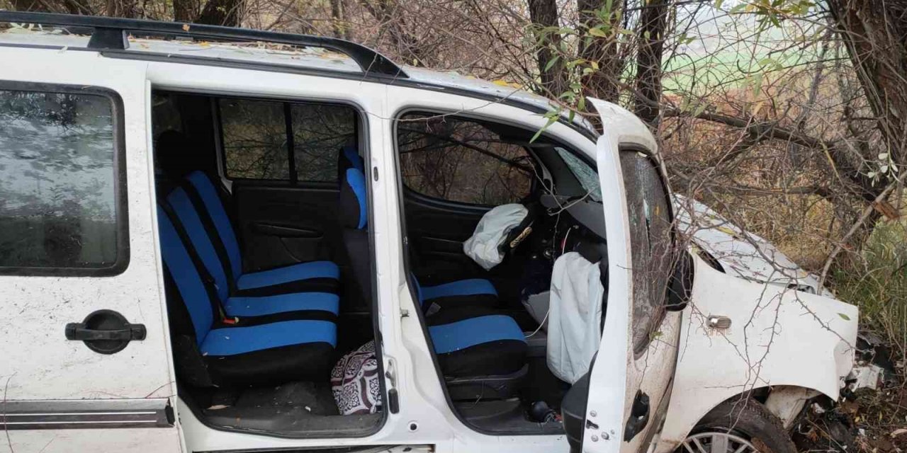 Hafif ticari araç şarampole yuvarlandı