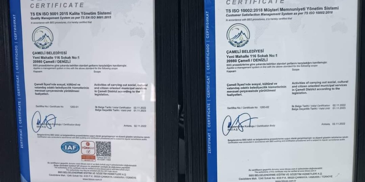 Çameli Belediyesi’nin kaliteli hizmeti tescillendi