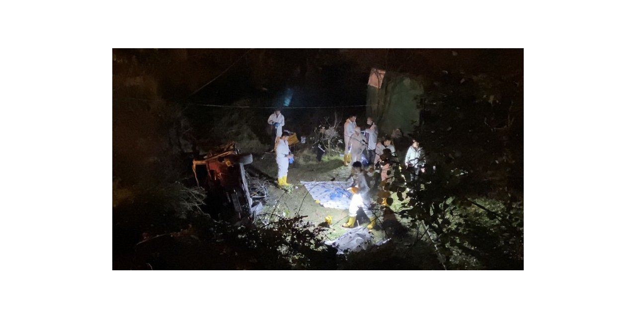 Ağaçlık alana uçan otomobil alev alev yandı: 1’i polis 2 kişi hayatını kaybetti