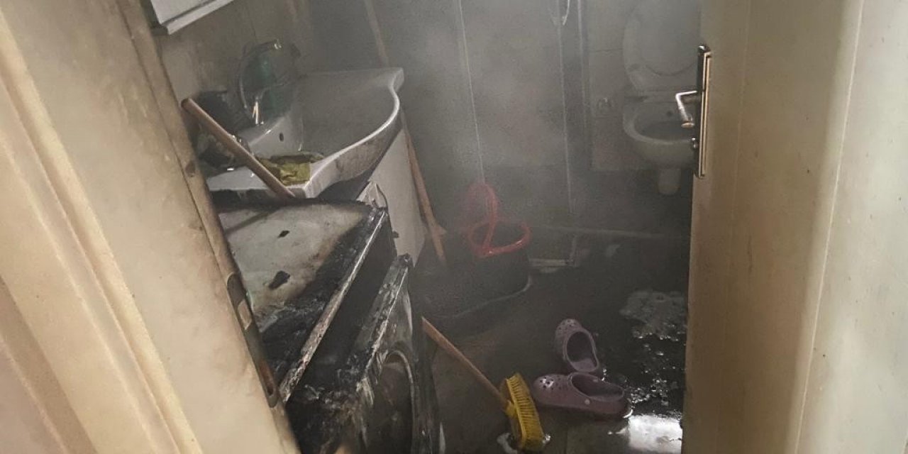 Çamaşır makinesinden yangın çıktı