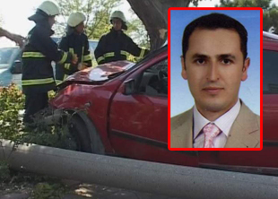 112 görevlisinin üzerine direk devrildi