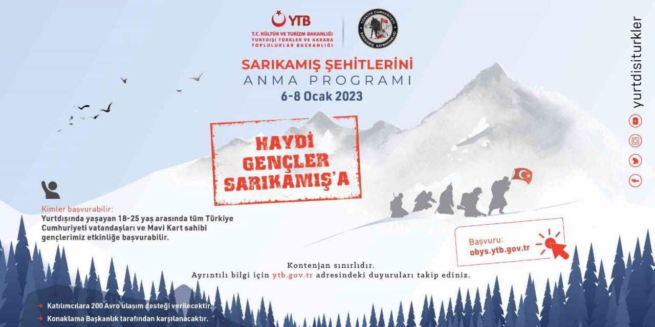 YTB, Avrupa’da yaşayan Türk gençlerini Sarıkamış şehitlerini anma programında buluşturacak