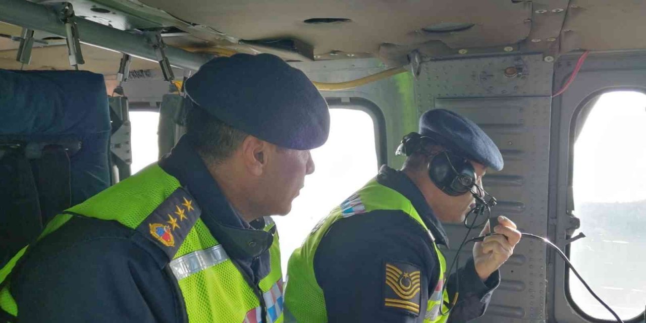 Ordu’da helikopter ile trafik denetimi