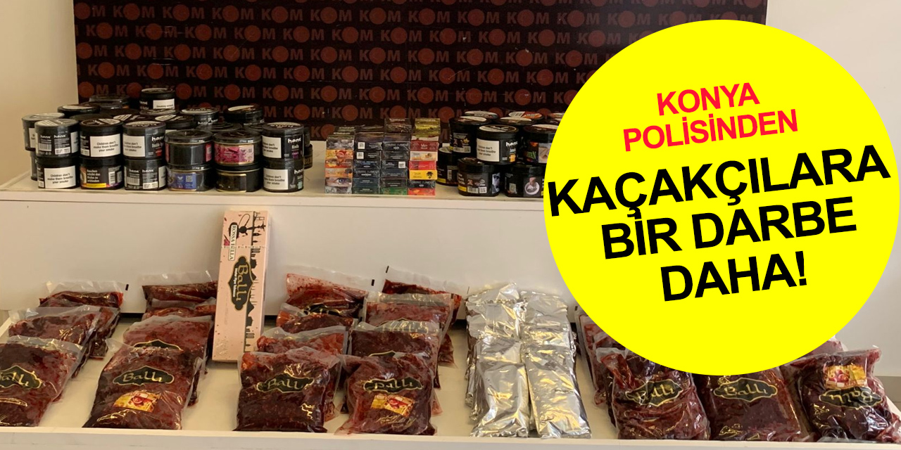 Konya’da iki iş yerine polis baskını! Çok sayıda kaçak telefon ve nargile tütünü ele geçirildi! 2 gözaltı