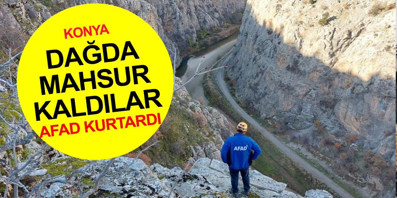 Konya AFAD kanyondaki sarp kayalıklarda mahsur kalan 23 keçiyi hava hattı ile kurtardı