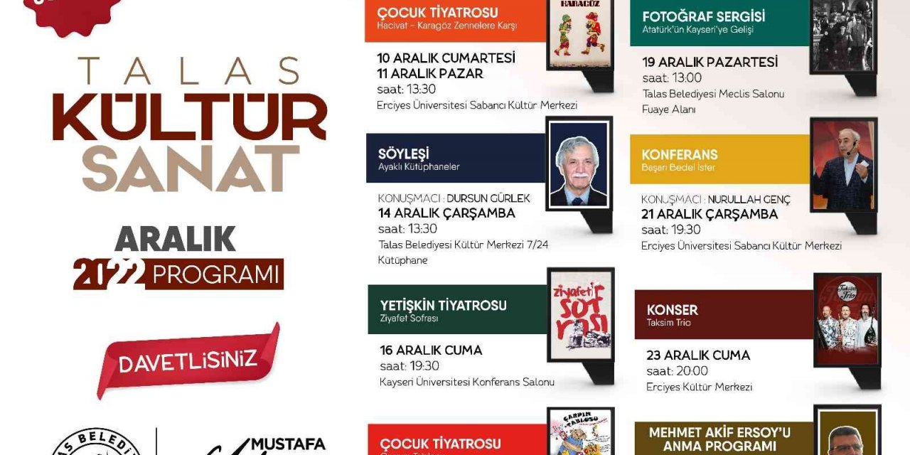 Talas’ta kültür sanat dolu Aralık ayı