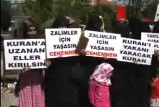 Konya'da Kuran'ın yakılmasına protesto
