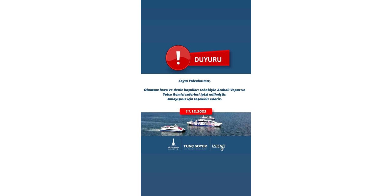 İzmir’de vapur seferlerine fırtına engeli