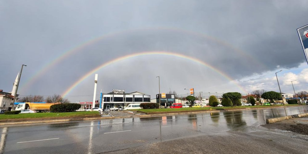 Düzce’de çifte gökkuşağı hayran bıraktı