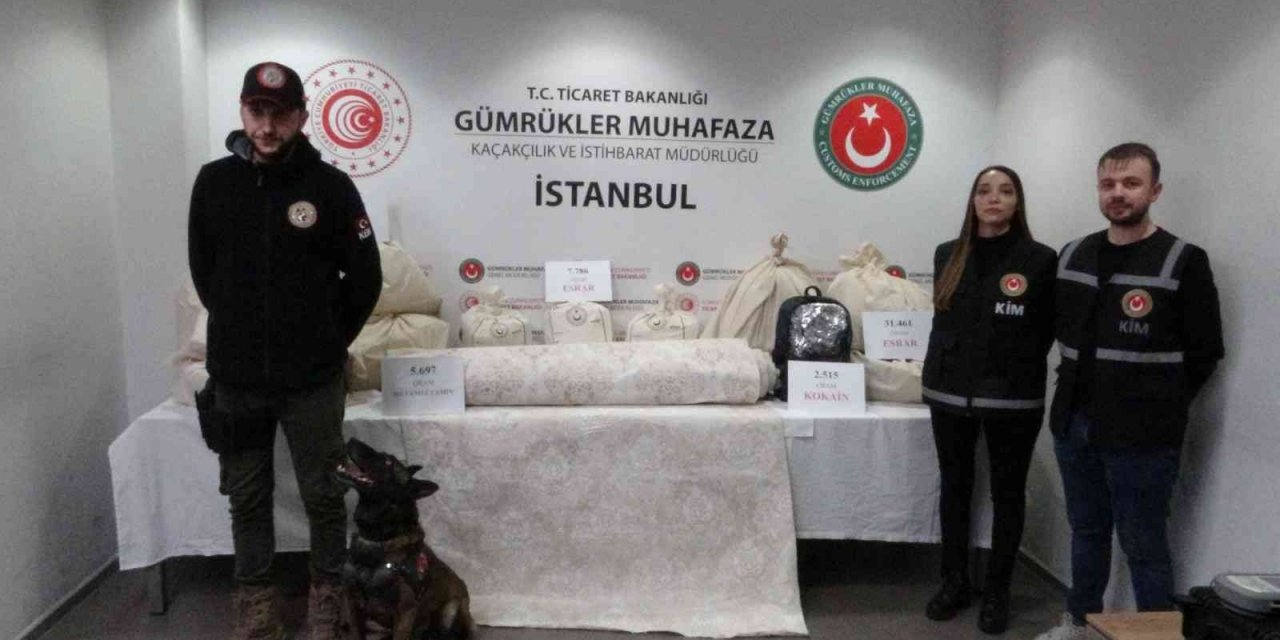 Sabiha Gökçen Havalimanında kargoya getirilen kumaştan 5,7 kilo metamfetamin kazıyarak ele geçirildi