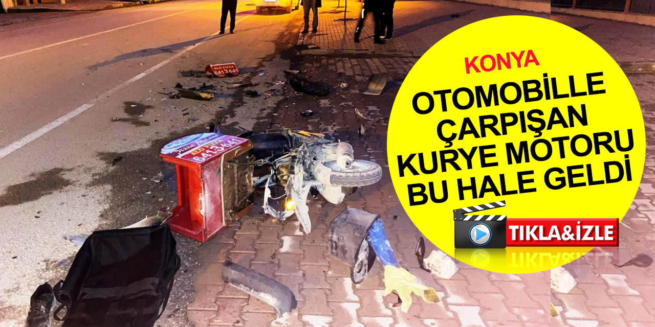 Konya'da otomobil ile motosikletli kurye çarpıştı! Kaza anı böyle görüntülendi