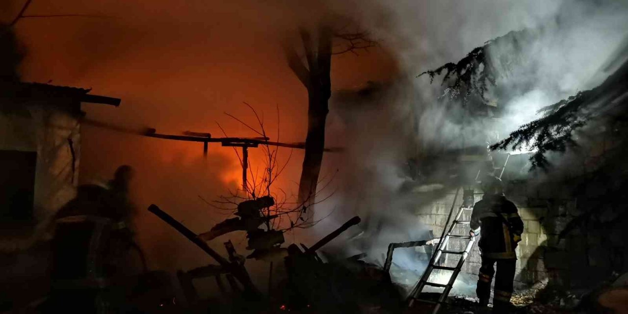 Odunlukta çıkan yangın 2 eve hasar verdi