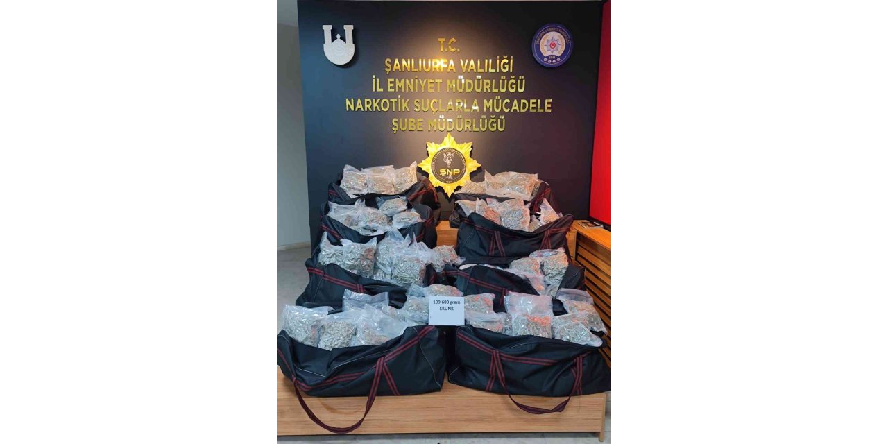 Şanlıurfa’da 109 kilo uyuşturucu ele geçirildi
