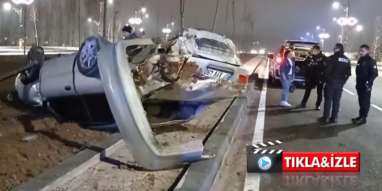 Sivas'ta otomobil orta refüje çarpıp 7 kez takla attı! 1 yaralı