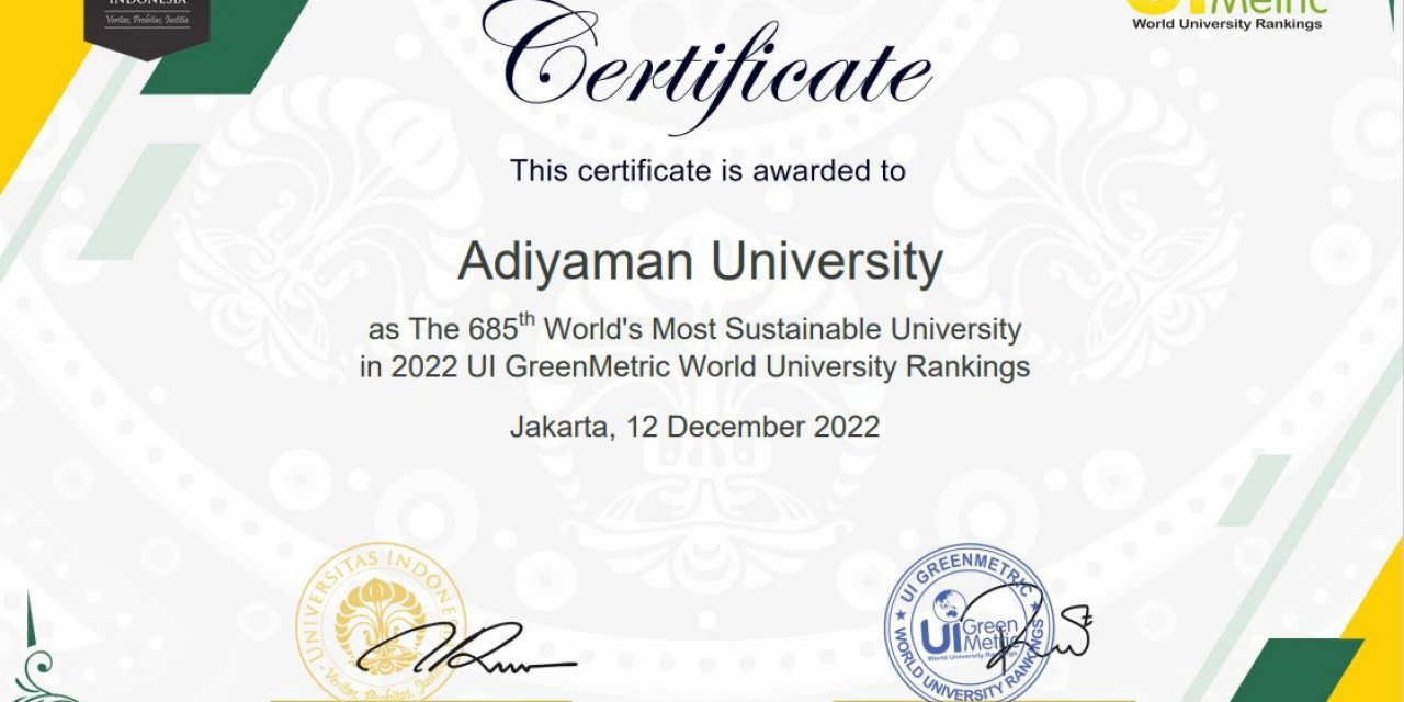 ADYÜ, GreenMetrics Dünya Üniversiteleri arasında üst sıralara yükseliyor