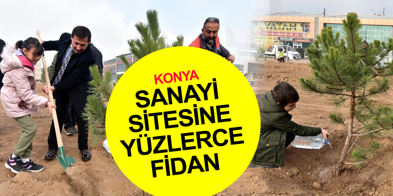Konya Karatay'da yeşil seferberlik! Özel Model İlköğretim Okulu öğrencileri sanayi sitesine yüzlerce fidan dikti