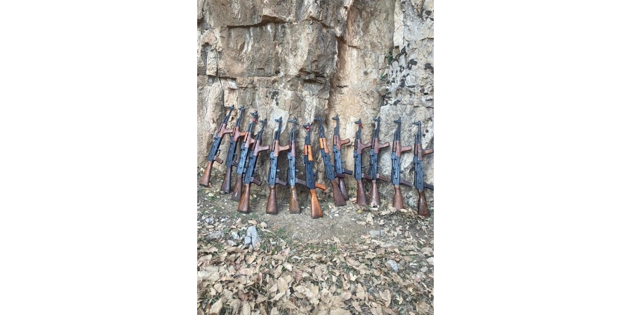 Cudi’de teröristlere ait depoda 13 kalaşnikof ele geçirildi