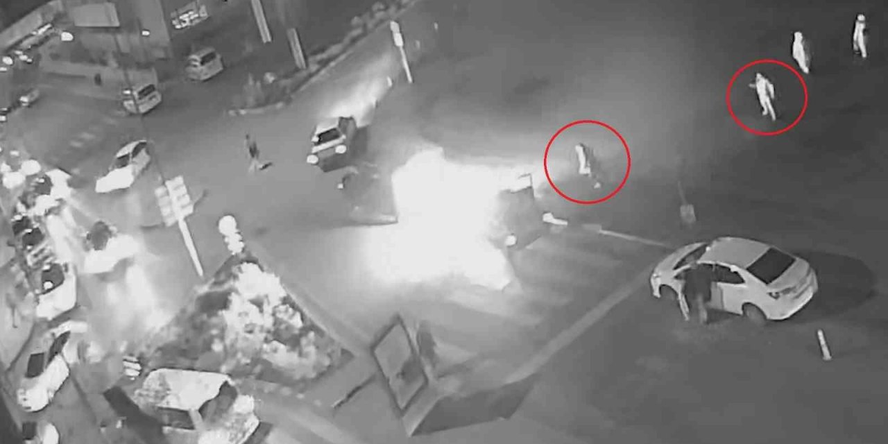 LPG’li otomobil bir anda alev aldı, son anda kaçtıkları anlar kameraya yansıdı