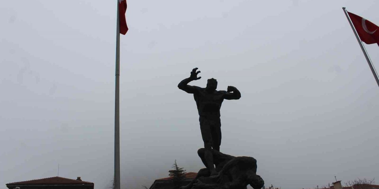 Tarihi Karahisar Kalesi sis bulutundan görünmez oldu