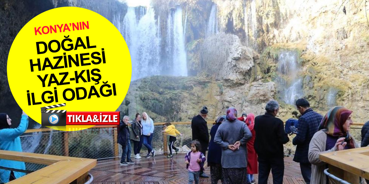 Konya'nın doğal güzelliği 'Yerköprü Şelalesi' yaz-kış uğrak noktası oluyor