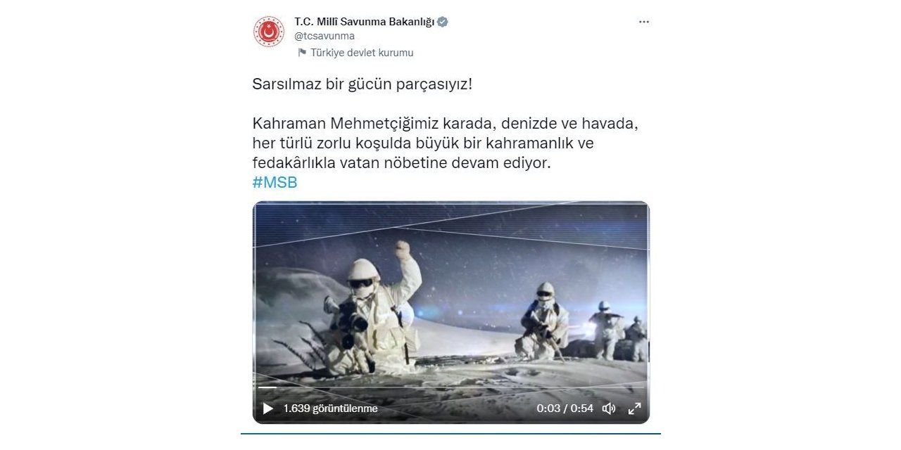 MSB: “Kahraman Mehmetçiğimiz vatan nöbetine devam ediyor"