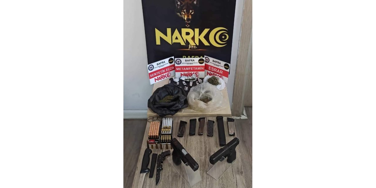 Bafra’da uyuşturucu ve silah ele geçirildi