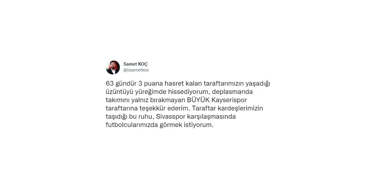 Kayserispor Basın Sözcüsü Batuhan Samet Koç: