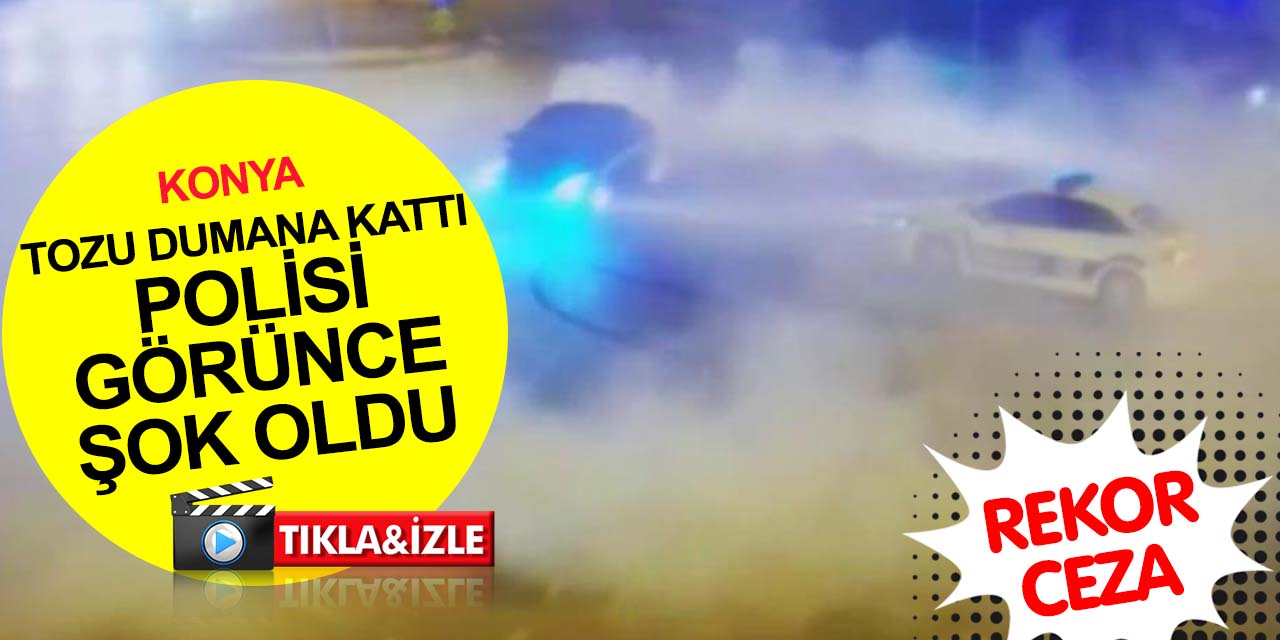 Konya'da drift atan maganda polisi görünce şok oldu! Rekor cezalı kovalamaca ve yakalanma anı kamerada