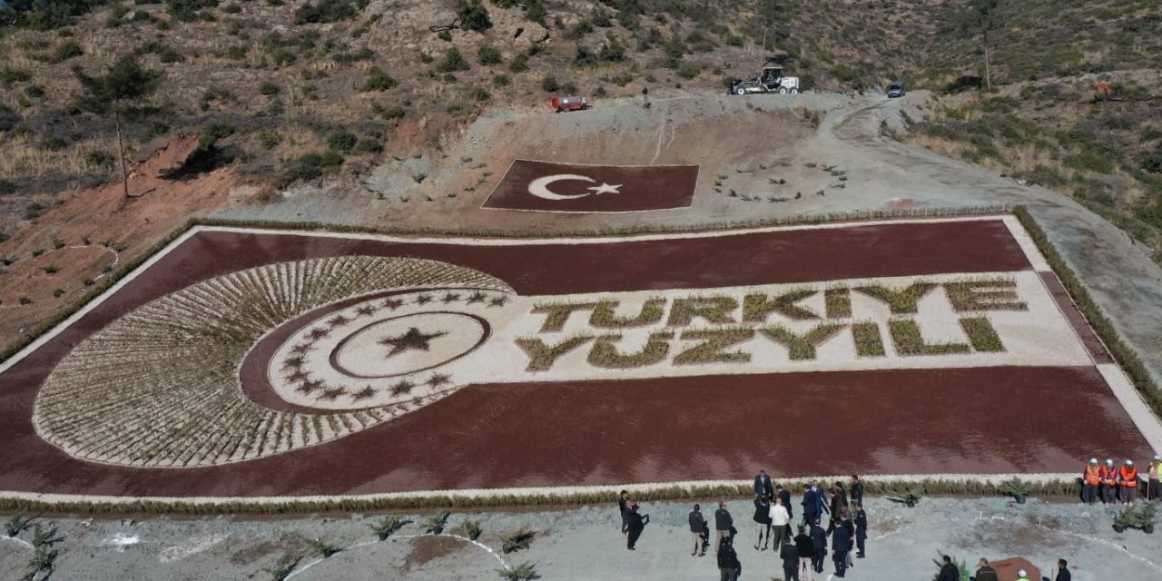 Osmaniye’de 28 bin fidanla Türkiye yüzyılı logosu oluşturuldu