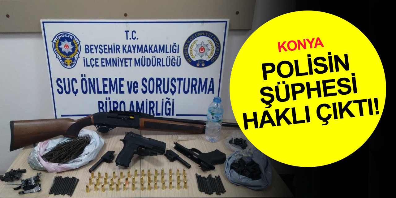 Konya'da otomobilden silah, mermi ve uyuşturucu aparatı çıktı! Serbest bırakıldılar