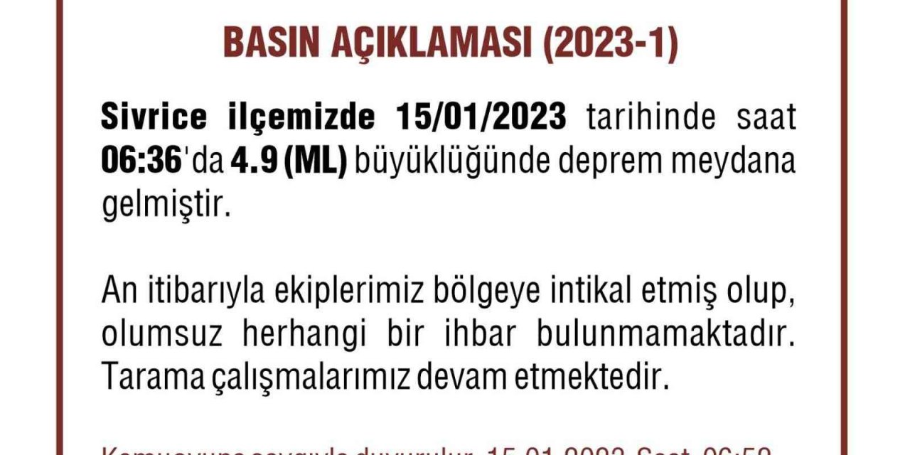 Elazığ’da 23 artçı deprem yaşandı