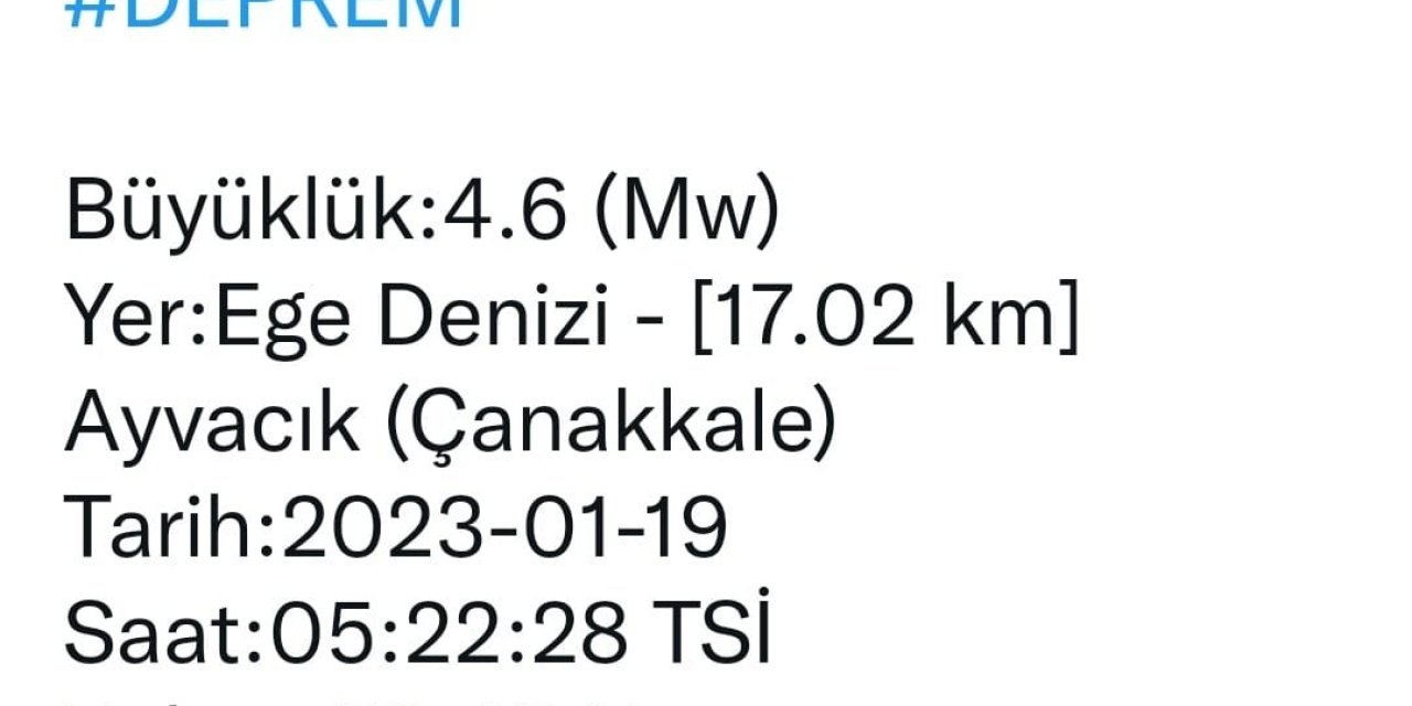 Çanakkale açıklarında 4,6 büyüklüğünde deprem