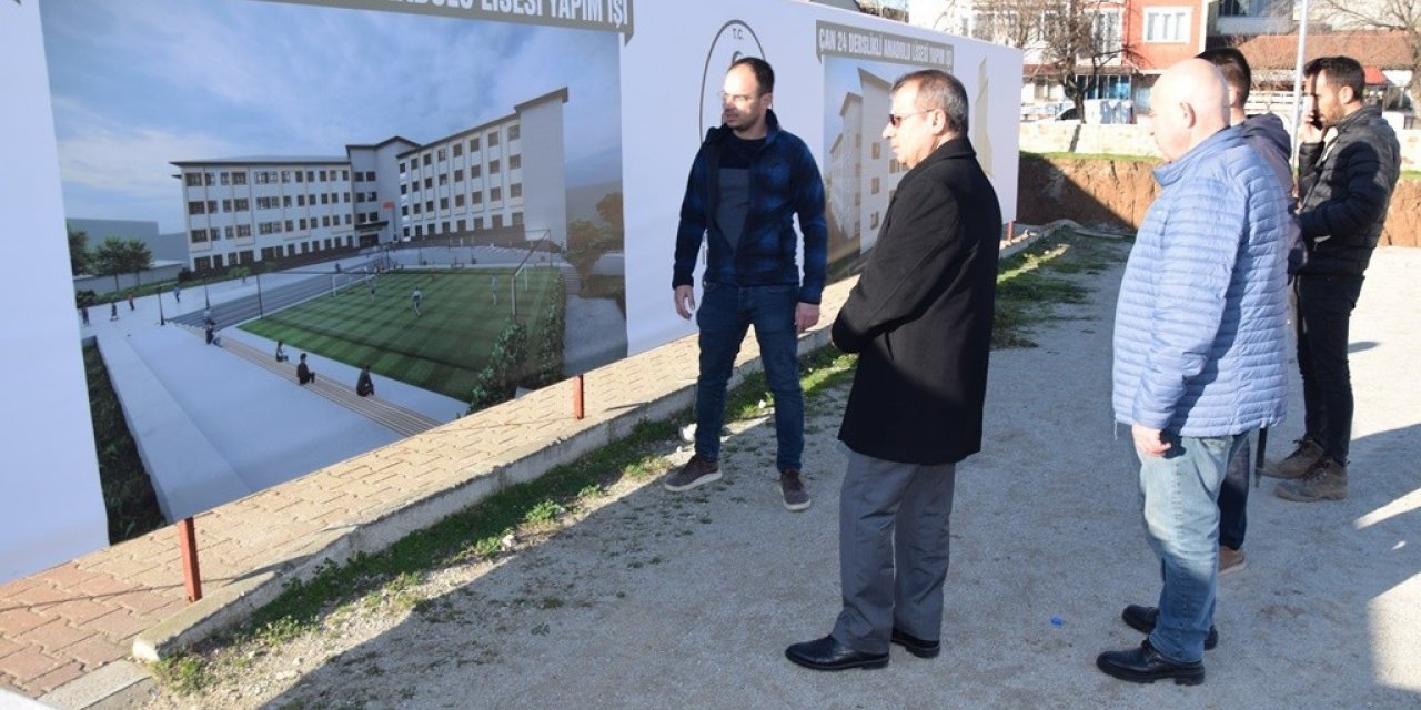 Çan Anadolu Lisesi inşaatı incelendi