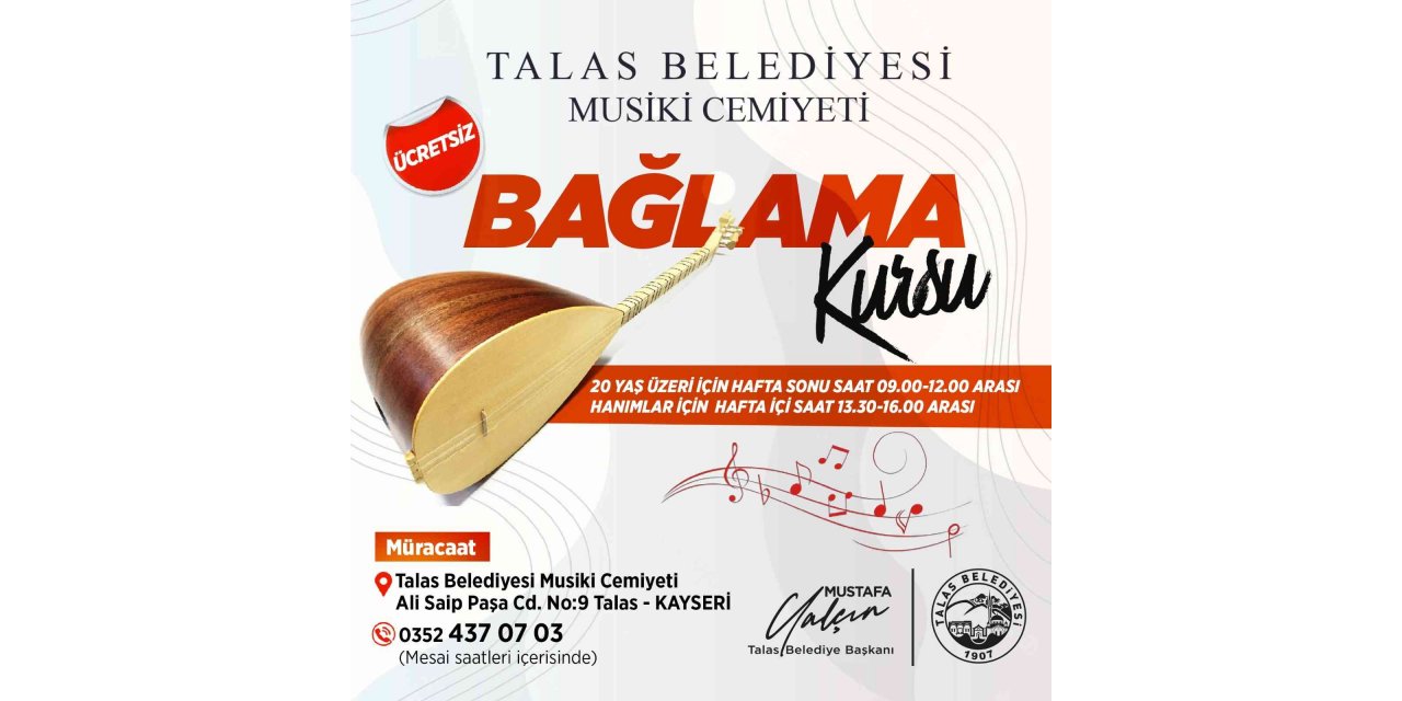 Talas Musiki Cemiyeti’nde bağlama kursu