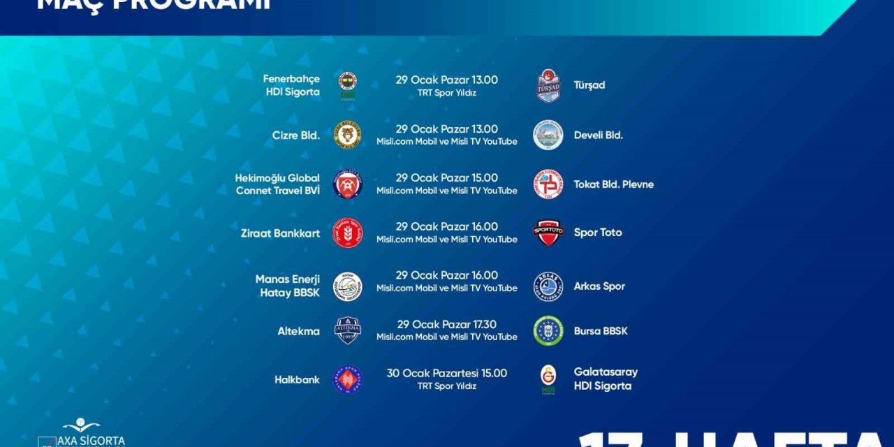 Efeler Ligi’nde 17. hafta heyecanı