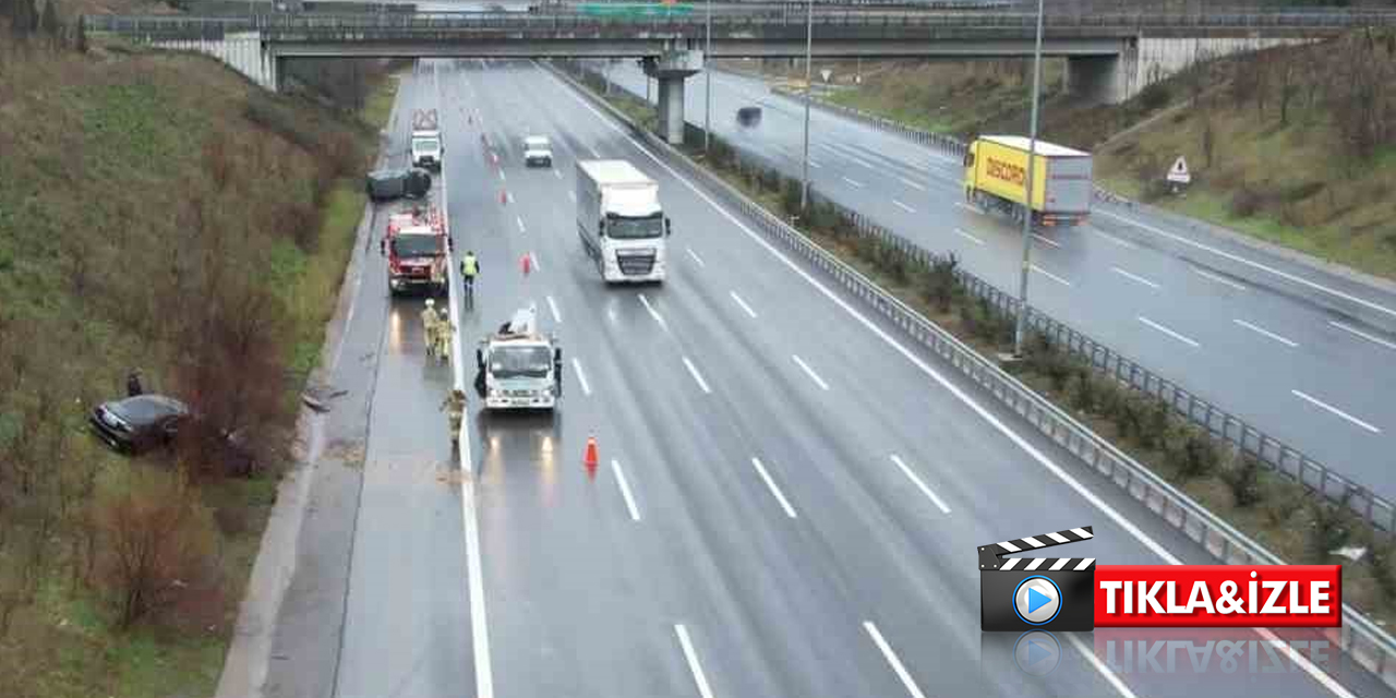 Kuzey Çevre Otoyolunda peş peşe kaza anı kamerada