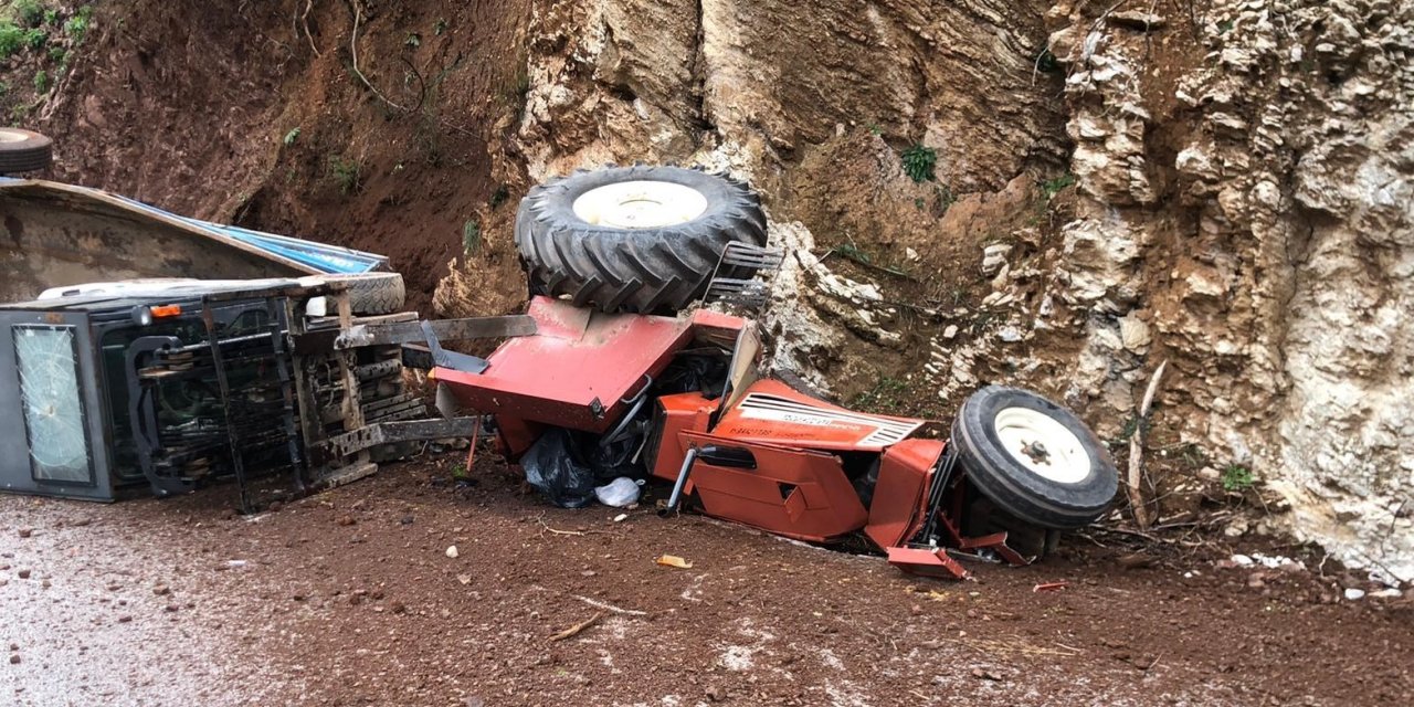 Belediyeye ait traktör kaza yaptı 1 yaralı