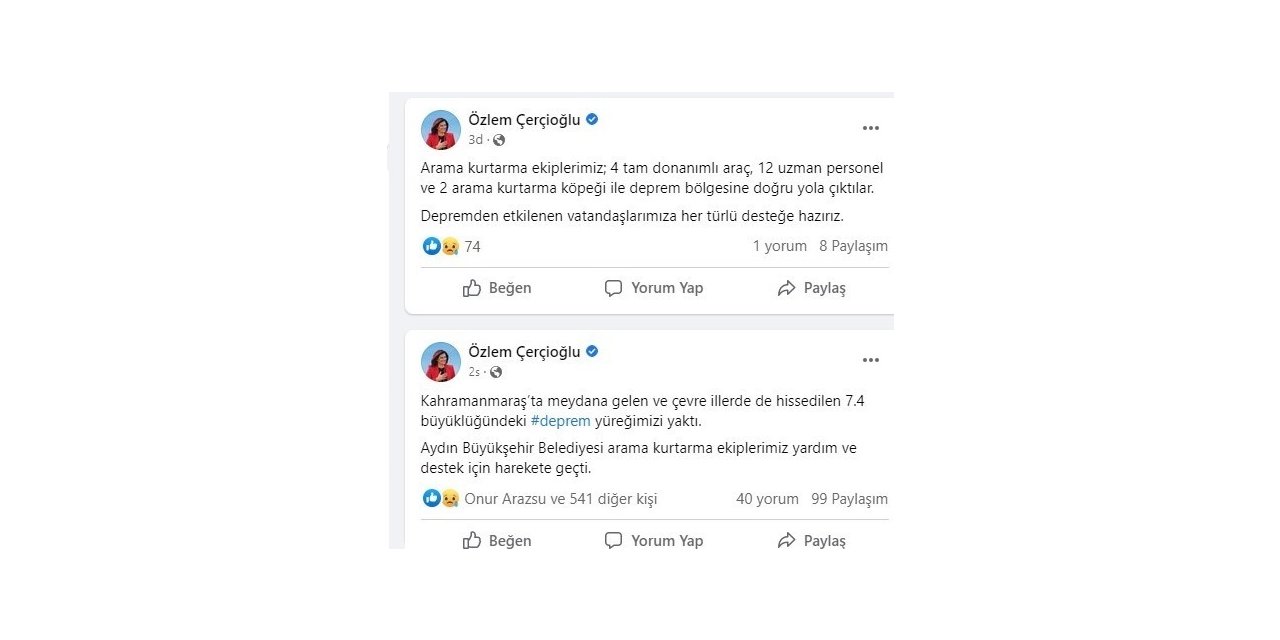 Aydın Büyükşehir ekipleri deprem bölgesine hareket etti